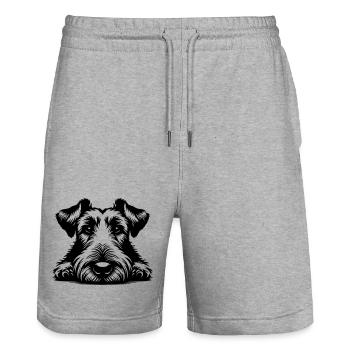 Irish Terrier Head with Paws - Stanley/Stella Trainer Unisex Organic Jogging Shorts - heather grey - Front - Nik (191cm) & Marisol (170cm)