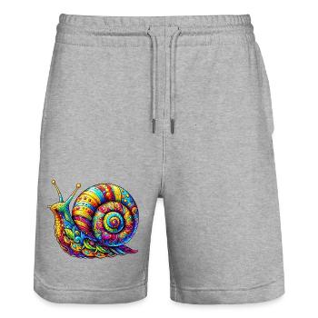 Escargot - Short de jogging bio TRAINER Stanley/Stella unisexe - gris chiné - Devant - Nik (191cm) & Marisol (170cm)