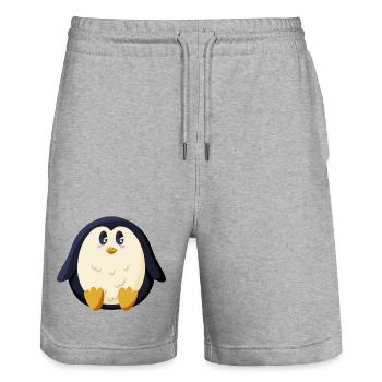 Chubby Penguin - Stanley/Stella Trainer Unisex Organic Jogging Shorts - heather grey - Front - Nik (191cm) & Marisol (170cm)