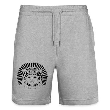 Aztec Dragon King - Stanley/Stella Trainer Unisex Organic Jogging Shorts - heather grey - Front - Nik (191cm) & Marisol (170cm)