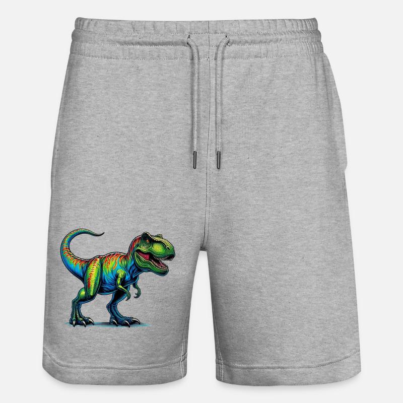 Dinosaurier - Stanley/Stella Unisex Bio Joggingshorts Trainer  - Grau meliert