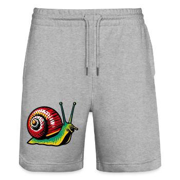 Escargot - Short de jogging bio TRAINER Stanley/Stella unisexe - gris chiné - Devant - Nik (191cm) & Marisol (170cm)