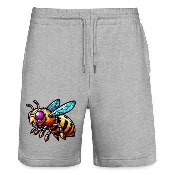 Bee - Stanley/Stella Trainer Unisex Organic Jogging Shorts - heather grey - Front - Nik (191cm) & Marisol (170cm)