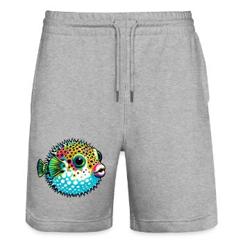 Kugelfisch - Stanley/Stella Unisex Bio Joggingshorts Trainer  - Grau meliert - Vorne - Nik (191cm) & Marisol (170cm)