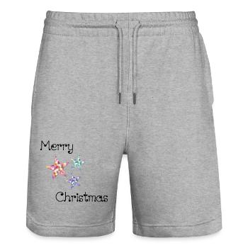 WEIHNACHTEN. FROHE WEIHNACHTEN. FROHE WEIHNACHTEN. WEIHNACHTSMANN - Stanley/Stella Unisex Bio Joggingshorts Trainer  - Grau meliert - Vorne - Nik (191cm) & Marisol (170cm)