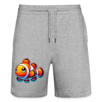 Poisson-clown - Short de jogging bio TRAINER Stanley/Stella unisexe - gris chiné - Devant - Nik (191cm) & Marisol (170cm)