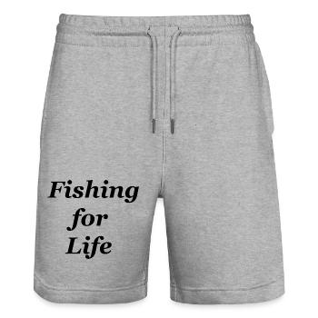 Fishing for Life Fisch Angeln - Stanley/Stella Unisex Bio Joggingshorts Trainer  - Grau meliert - Vorne - Nik (191cm) & Marisol (170cm)