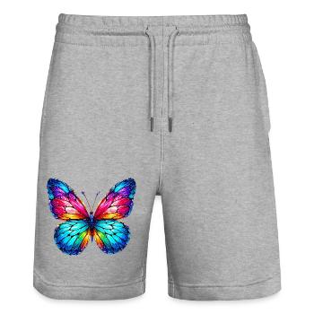 Papillon - Short de jogging bio TRAINER Stanley/Stella unisexe - gris chiné - Devant - Nik (191cm) & Marisol (170cm)