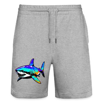 Requin - Short de jogging bio TRAINER Stanley/Stella unisexe - gris chiné - Devant - Nik (191cm) & Marisol (170cm)