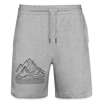 Majestätische Berge – Minimalistisches Naturdesign - Stanley/Stella Unisex Bio Joggingshorts Trainer  - Grau meliert - Vorne - Nik (191cm) & Marisol (170cm)