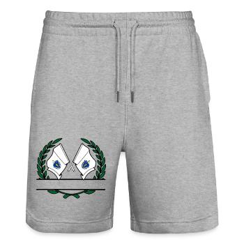 Flaggen USA Massachusetts Lorbeerkranz Banner - Stanley/Stella Unisex Bio Joggingshorts Trainer  - Grau meliert - Vorne - Nik (191cm) & Marisol (170cm)