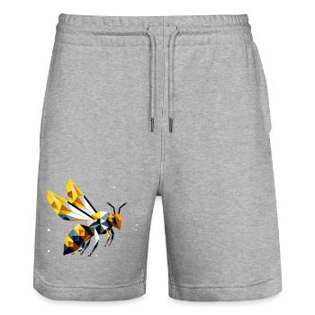 geometric bee, in modern polygon style - Stanley/Stella Trainer Unisex Organic Jogging Shorts - heather grey - Front - Nik (191cm) & Marisol (170cm)