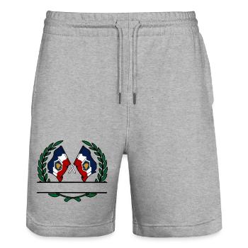 Drapeaux USA Utah laurier couronne bannière - Short de jogging bio TRAINER Stanley/Stella unisexe - gris chiné - Devant - Nik (191cm) & Marisol (170cm)