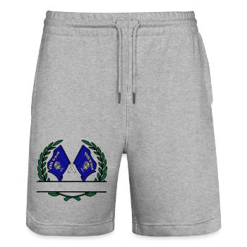 Flaggen USA Oregon Lorbeerkranz Banner - Stanley/Stella Unisex Bio Joggingshorts Trainer  - Grau meliert - Vorne - Nik (191cm) & Marisol (170cm)