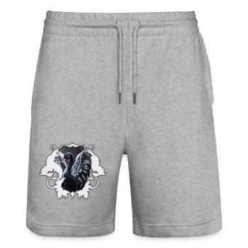 In the shadow of elegance: A black swan. - Stanley/Stella Trainer Unisex Organic Jogging Shorts - heather grey - Front - Nik (191cm) & Marisol (170cm)