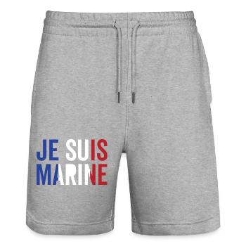 Je suis Marine - Short de jogging bio TRAINER Stanley/Stella unisexe - gris chiné - Devant - Nik (191cm) & Marisol (170cm)