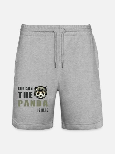 Tactical Panda – Keep Calm - Stanley/Stella Trainer Unisex Organic Jogging Shorts - heather grey