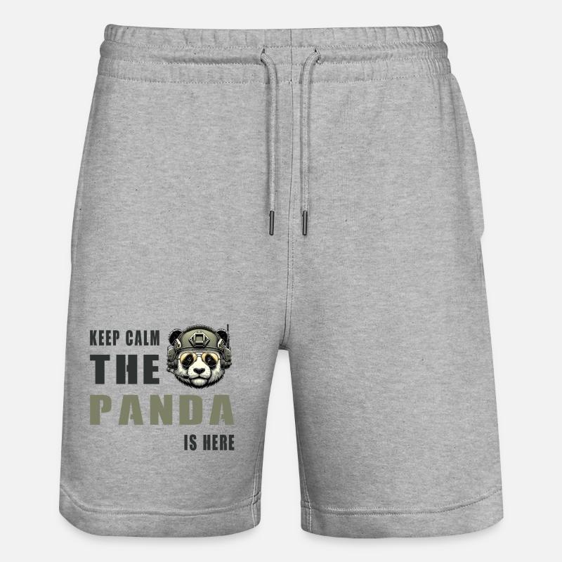 Panda tactique – Restez calme - Short de jogging bio TRAINER Stanley/Stella unisexe - gris chiné