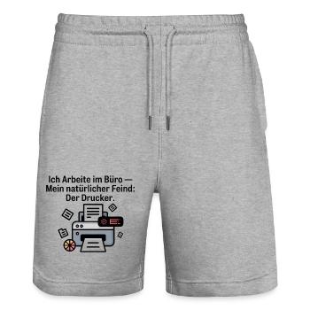 Drucker Illustration mit Druckprozess - Stanley/Stella Unisex Bio Joggingshorts Trainer  - Grau meliert - Vorne - Nik (191cm) & Marisol (170cm)