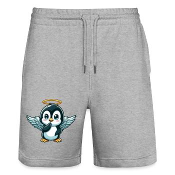 Süßer Pinguin Engel Heiligenschein Cartoon Flügel - Stanley/Stella Unisex Bio Joggingshorts Trainer  - Grau meliert - Vorne - Nik (191cm) & Marisol (170cm)
