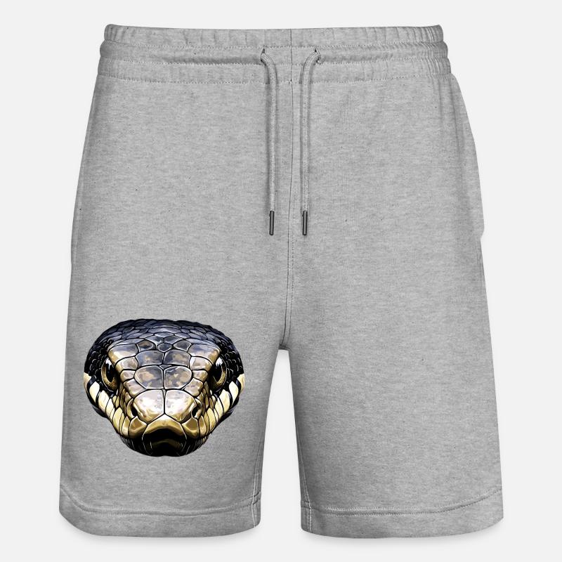 Schlange Python Kobra Klapperschlange Schlangen - Stanley/Stella Unisex Bio Joggingshorts Trainer  - Grau meliert
