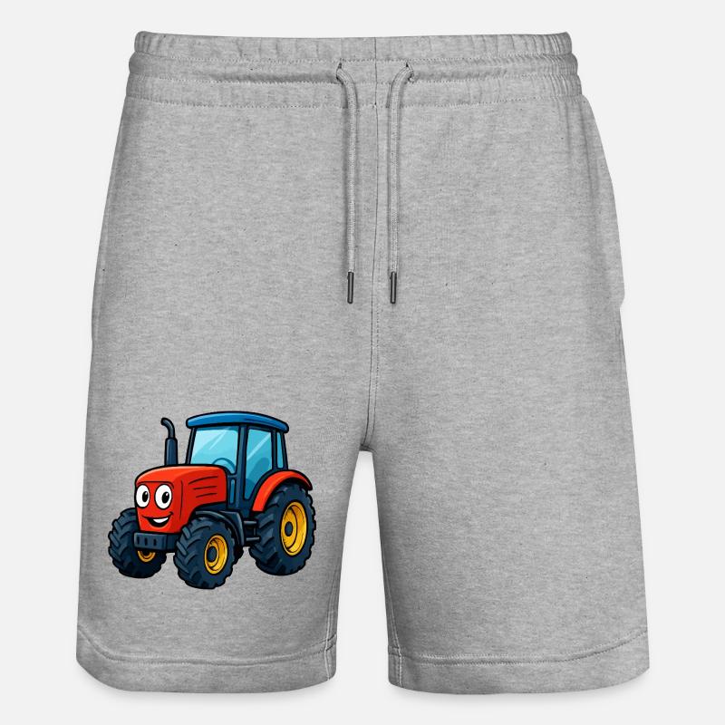 Impression de tracteur de ferme drôle - Short de jogging bio TRAINER Stanley/Stella unisexe - gris chiné