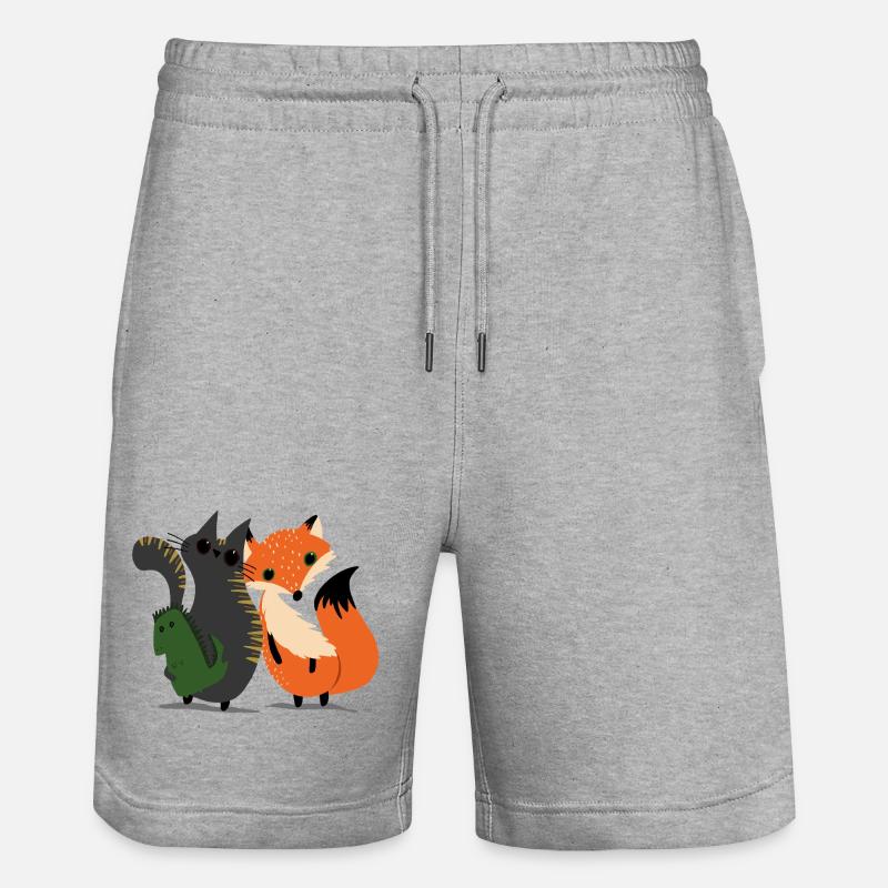 Le chat et le renard - Short de jogging bio TRAINER Stanley/Stella unisexe - gris chiné