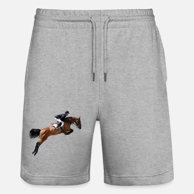 Springendes Pferd im Sprung - Stanley/Stella Unisex Bio Joggingshorts Trainer  - Grau meliert