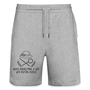 Miss Marple Unterschätze niemals eine Dame - Stanley/Stella Unisex Bio Joggingshorts Trainer  - Grau meliert - Vorne - Nik (191cm) & Marisol (170cm)