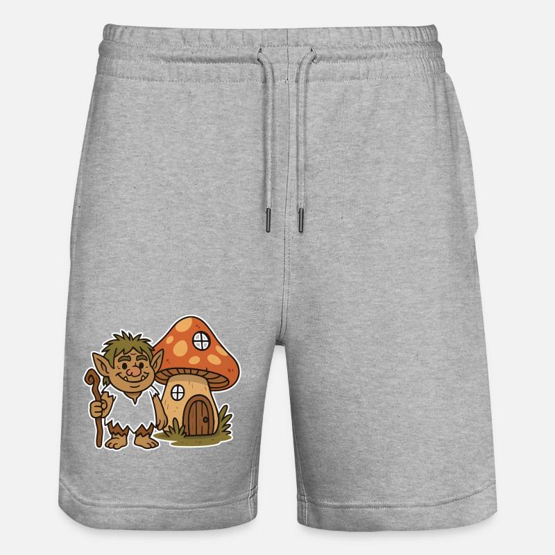Waldtroll am Pilzhäuschen - Stanley/Stella Unisex Bio Joggingshorts Trainer - Grau meliert