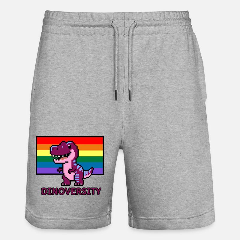 DinoVERSITY - Pixel Art Dinosaur Pride ! 🌈🦖 - Short de jogging bio TRAINER Stanley/Stella unisexe - gris chiné