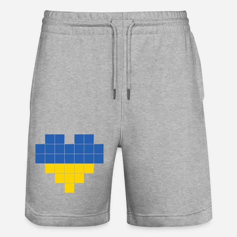 Pixel Heart Drapeau de l’Ukraine - Short de jogging bio TRAINER Stanley/Stella unisexe - gris chiné