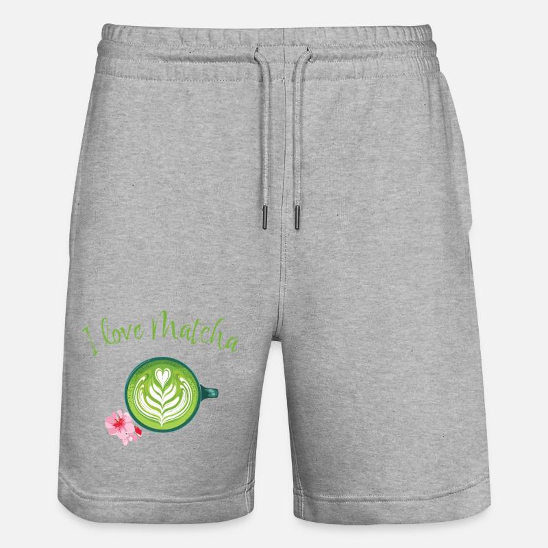 L’amour du matcha - Short de jogging bio TRAINER Stanley/Stella unisexe - gris chiné