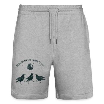 Murder on the Dance Floor Crows - Stanley/Stella Trainer Unisex Organic Jogging Shorts - heather grey - Front - Nik (191cm) & Marisol (170cm)