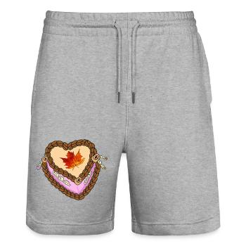 Autumn Creamals Heart Sweet - Stanley/Stella Trainer Unisex Organic Jogging Shorts - heather grey - Front - Nik (191cm) & Marisol (170cm)