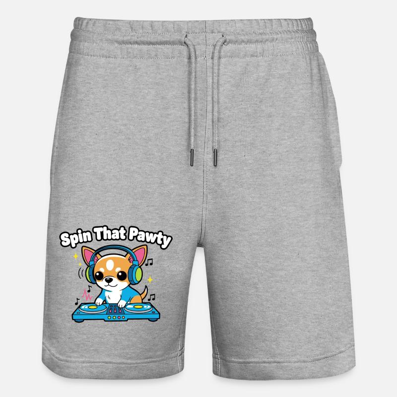 Spin That Pawty DJ Pup - Stanley/Stella Unisex Bio Joggingshorts Trainer  - Grau meliert
