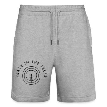 peace_in_the_trees - Stanley/Stella Unisex Bio Joggingshorts Trainer  - Grau meliert - Vorne - Nik (191cm) & Marisol (170cm)