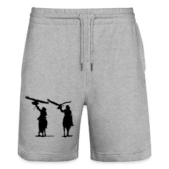 Chasseur - Short de jogging bio TRAINER Stanley/Stella unisexe - gris chiné - Devant - Nik (191cm) & Marisol (170cm)