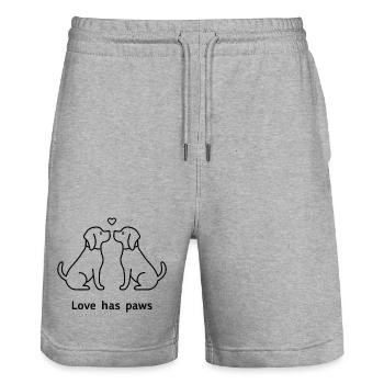 Love Has Paws Design minimaliste pour chiens - Short de jogging bio TRAINER Stanley/Stella unisexe - gris chiné - Devant - Nik (191cm) & Marisol (170cm)