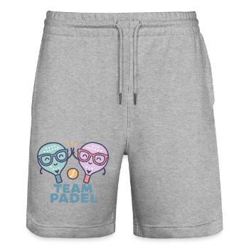 Duell Padel Freundliche Maskottchen Bunt - Stanley/Stella Unisex Bio Joggingshorts Trainer  - Grau meliert - Vorne - Nik (191cm) & Marisol (170cm)