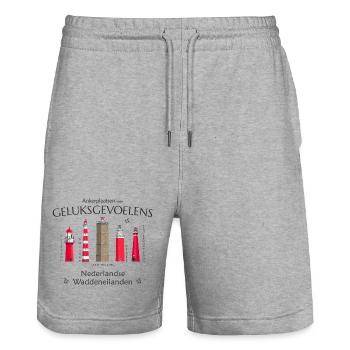 Ameland, Texel, Terschellingen Handzeichnung - Stanley/Stella Unisex Bio Joggingshorts Trainer  - Grau meliert - Vorne - Nik (191cm) & Marisol (170cm)