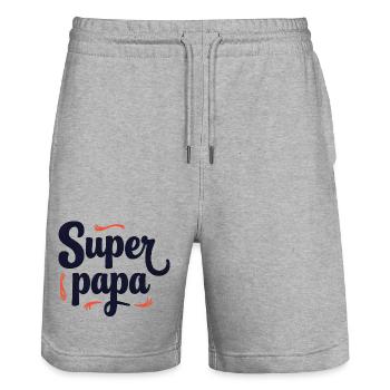 Super Dad Script Nähen - Stanley/Stella Unisex Bio Joggingshorts Trainer  - Grau meliert - Vorne - Nik (191cm) & Marisol (170cm)