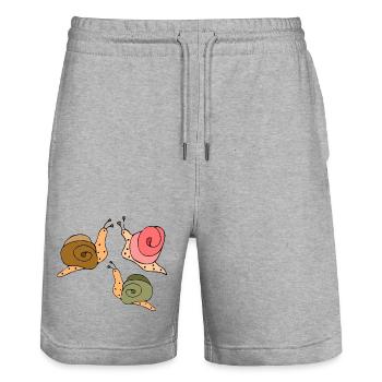 Escargots - Short de jogging bio TRAINER Stanley/Stella unisexe - gris chiné - Devant - Nik (191cm) & Marisol (170cm)