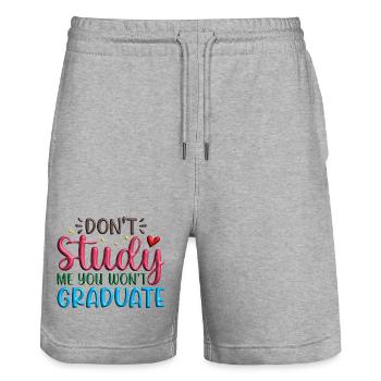Dont_Study_Me_You_Wont_Graduate - Stanley/Stella Unisex Bio Joggingshorts Trainer  - Grau meliert - Vorne - Nik (191cm) & Marisol (170cm)