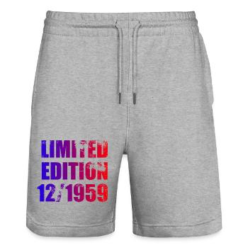 66e anniversaire Édition limitée 12/1959 - Short de jogging bio TRAINER Stanley/Stella unisexe - gris chiné - Devant - Nik (191cm) & Marisol (170cm)