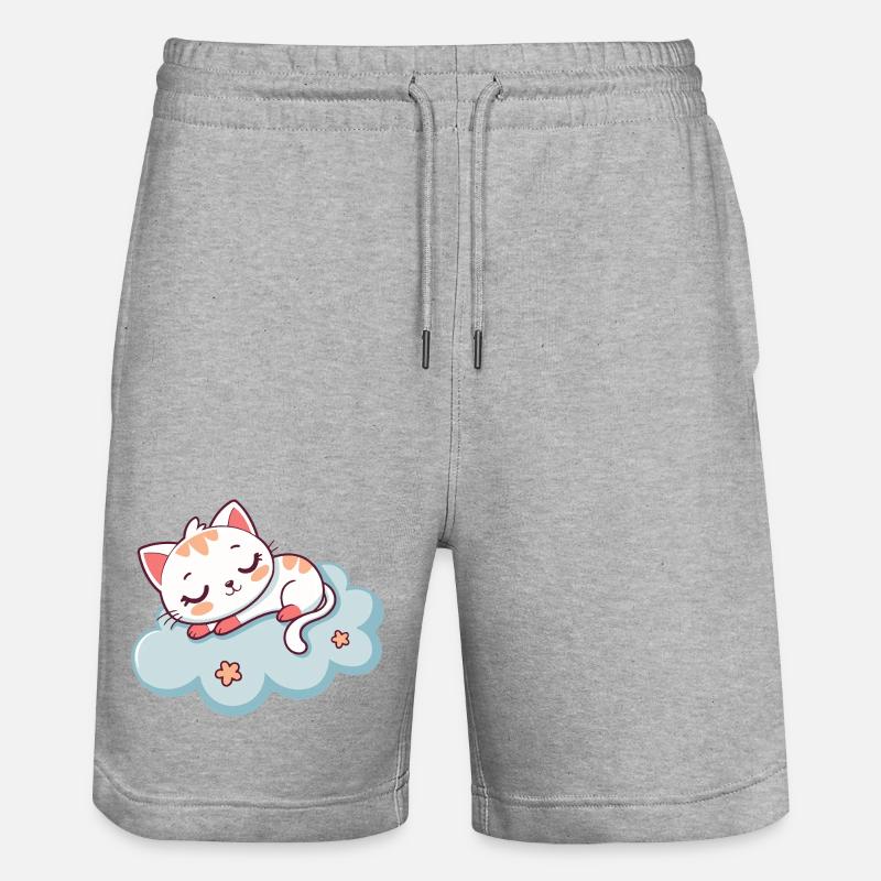 Chaton Dormant sur Nuage Doux - Short de jogging bio TRAINER Stanley/Stella unisexe - gris chiné