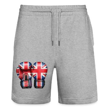 Angleterre Gants de boxe anglais Drapeau britannique - Short de jogging bio TRAINER Stanley/Stella unisexe - gris chiné - Devant - Nik (191cm) & Marisol (170cm)