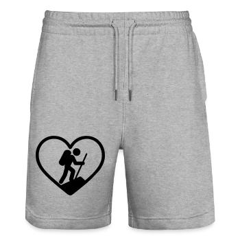 Heart hiking – nature lover - Stanley/Stella Trainer Unisex Organic Jogging Shorts - heather grey - Front - Nik (191cm) & Marisol (170cm)
