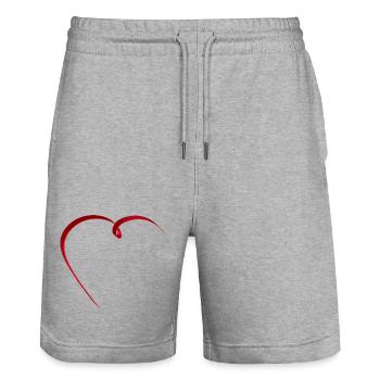 Delicate red ribbon in an elegant heart shape - Stanley/Stella Trainer Unisex Organic Jogging Shorts - heather grey - Front - Nik (191cm) & Marisol (170cm)