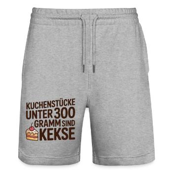 Pieces of cake under 300 grams cookies are funnier - Stanley/Stella Trainer Unisex Organic Jogging Shorts - heather grey - Front - Nik (191cm) & Marisol (170cm)